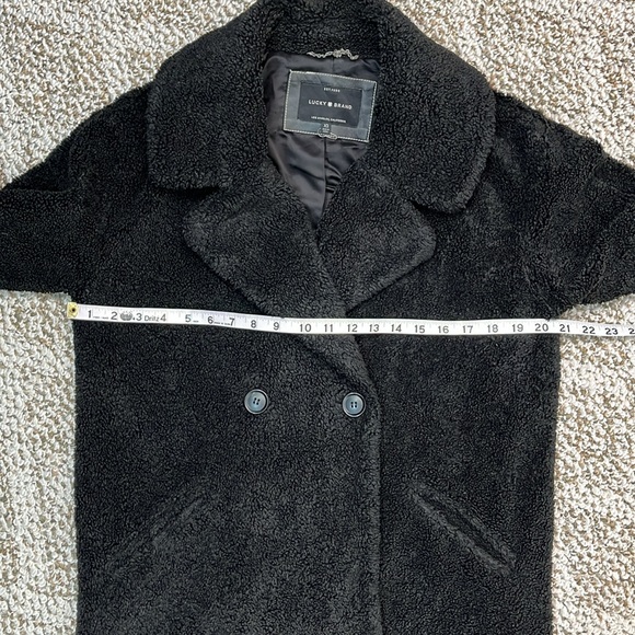 LUCKY BRAND TEDDY JACKET FAUX FUR DOUBLE BREASTED MID LENGTH SIZE XS - Picture 12 of 15